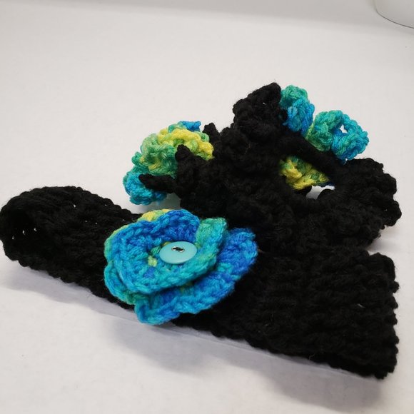 Woman's Handmade Crochet 2 Scrunchies and Headband |Multicolor & Black - Picture 8 of 10